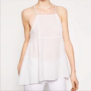 Zara frayed edge open back tank top